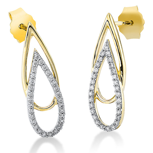 Ohrstecker 18 kt GG, Fassung rhodiniert, 60 Brill. 0,18 ct, TW-si