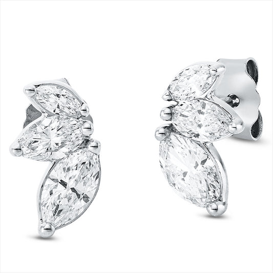 Ohrstecker 18 kt WG, 6 Nav. 0,69 ct, TW-si