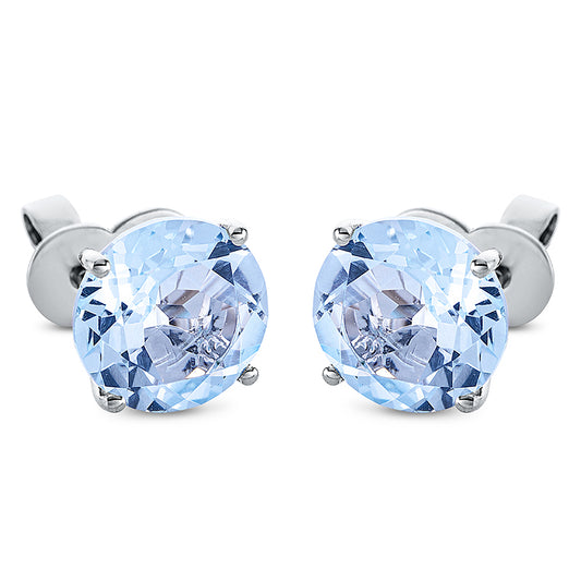 Ohrstecker 18 kt WG, Sicherheitsverschluss, 2 Topase 4,80 ct sky blue