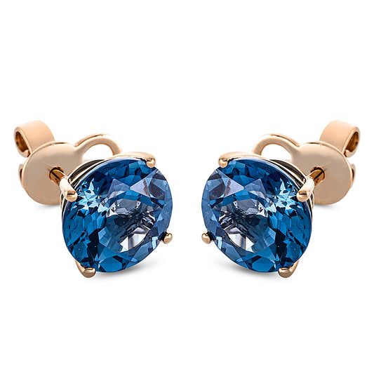 Ohrstecker 18 kt RG, Sicherheitsverschluss, 2 Topase 4,60 ct Lond. blue