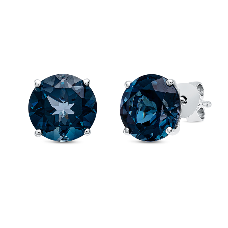 Ohrstecker 18 kt WG, Sicherheitsverschluss, 2 Topase 4,60 ct Lond. blue