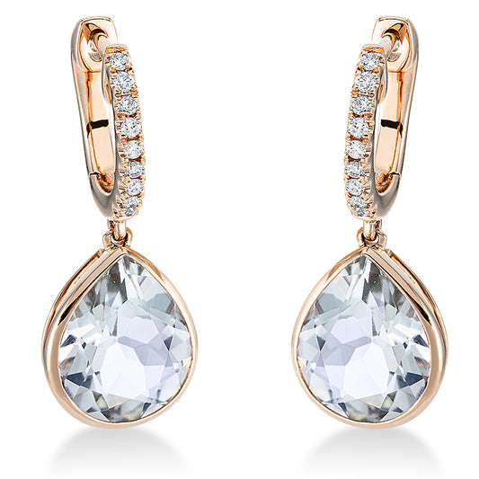 Ohrschmuck 18 kt RG, 18 Brill. 0,12 ct, TW-si, 2 Amethyste 4,60 ct grün