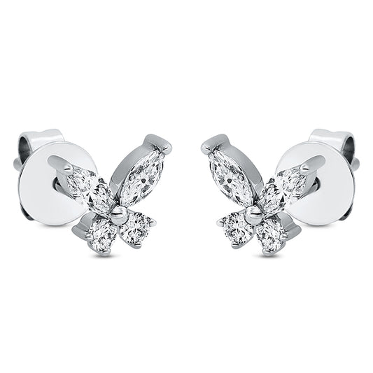 Ohrstecker 18 kt WG, 4 Nav. 0,20 ct, TW-si, 4 Brill. 0,07 ct, TW-si