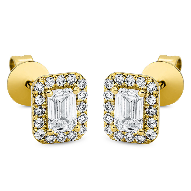 Ohrstecker 18 kt GG, 2 Sm.schliff 0,48 ct, TW-si, 32 Brill. 0,17 ct, TW-si