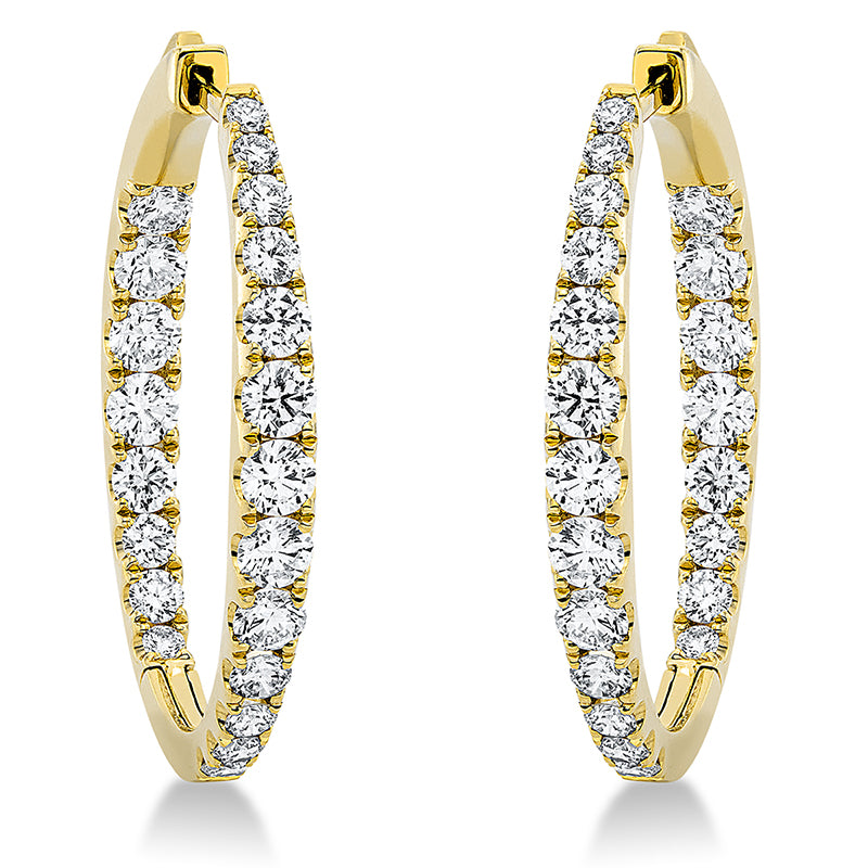 Creolen 18 kt GG, 16 Brill. 0,94 ct, TW-si, 8 Brill. 0,86 ct, TW-si, 12 Brill. 1,74 ct, TW-si, 6 Brill. 0,17 ct, TW-si