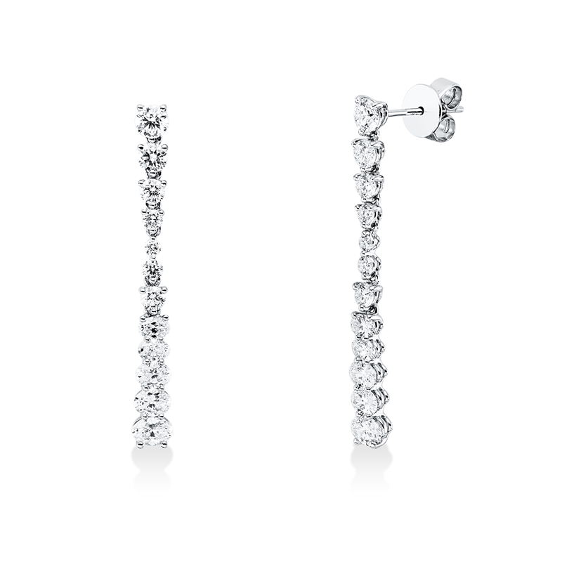 Ohrschmuck 18 kt WG, 2 Brill. 0,41 ct, TW-vsi, 10 Oval 1,50 ct, TW-vsi, 12 Brill. 0,82 ct, TW-vsi