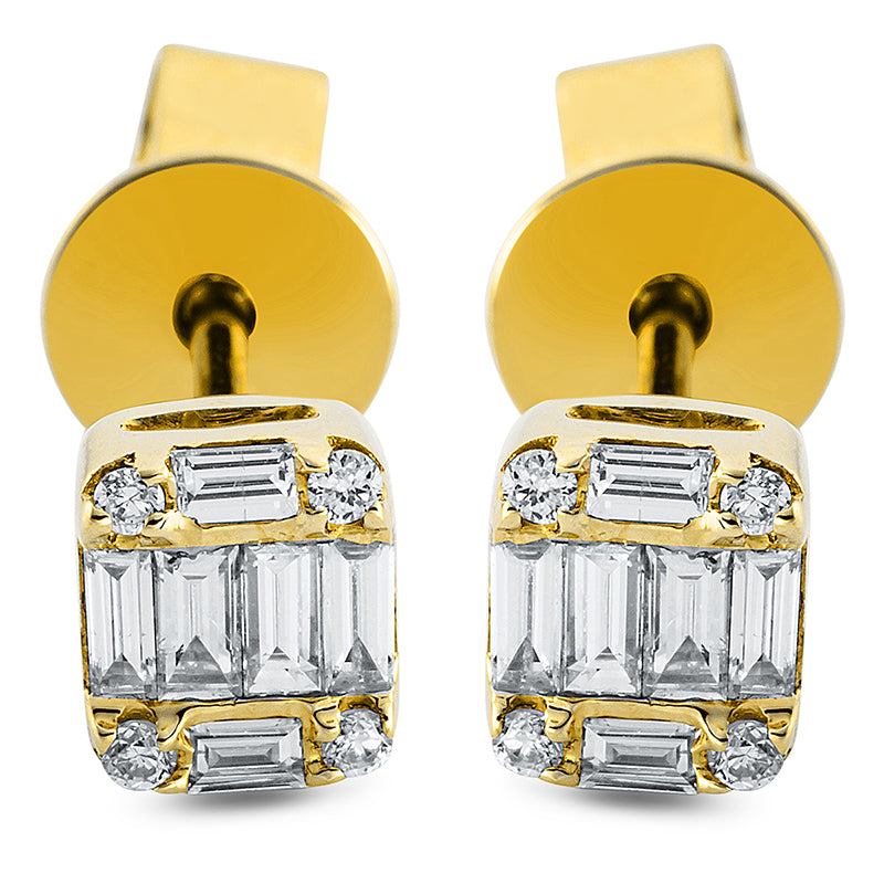 Ohrstecker 18 kt GG, 12 Bag. 0,24 ct, TW-vsi, 8 Brill. 0,04 ct, TW-vsi