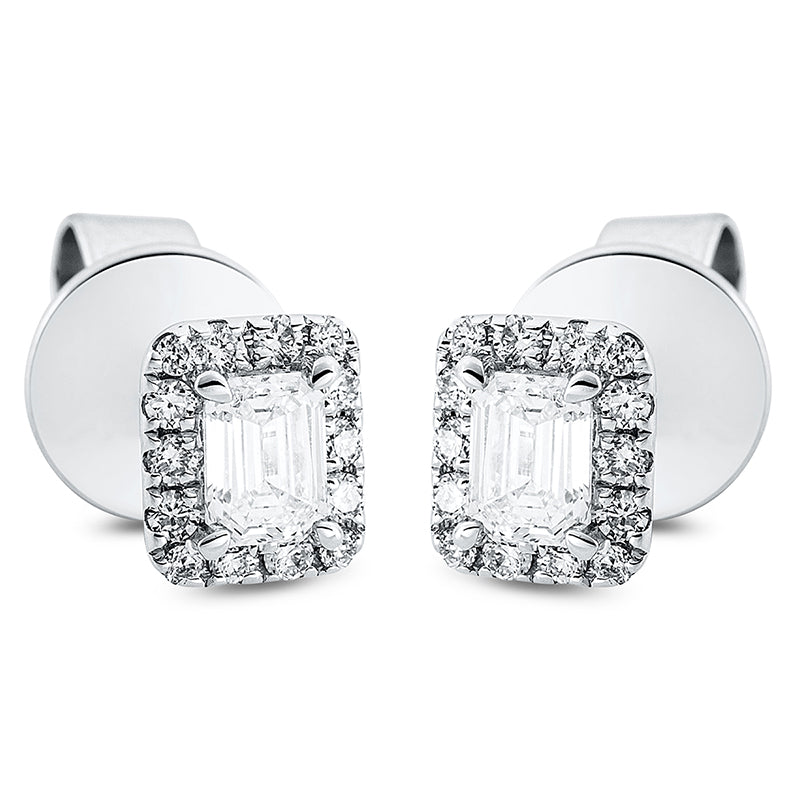 Ohrstecker 18 kt WG, 2 Sm.schliff 0,32 ct, TW-vsi, 28 Brill. 0,14 ct, TW-vsi