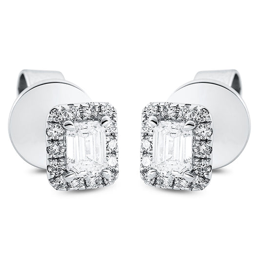 Ohrstecker 18 kt WG, 2 Sm.schliff 0,32 ct, TW-vsi, 28 Brill. 0,14 ct, TW-vsi