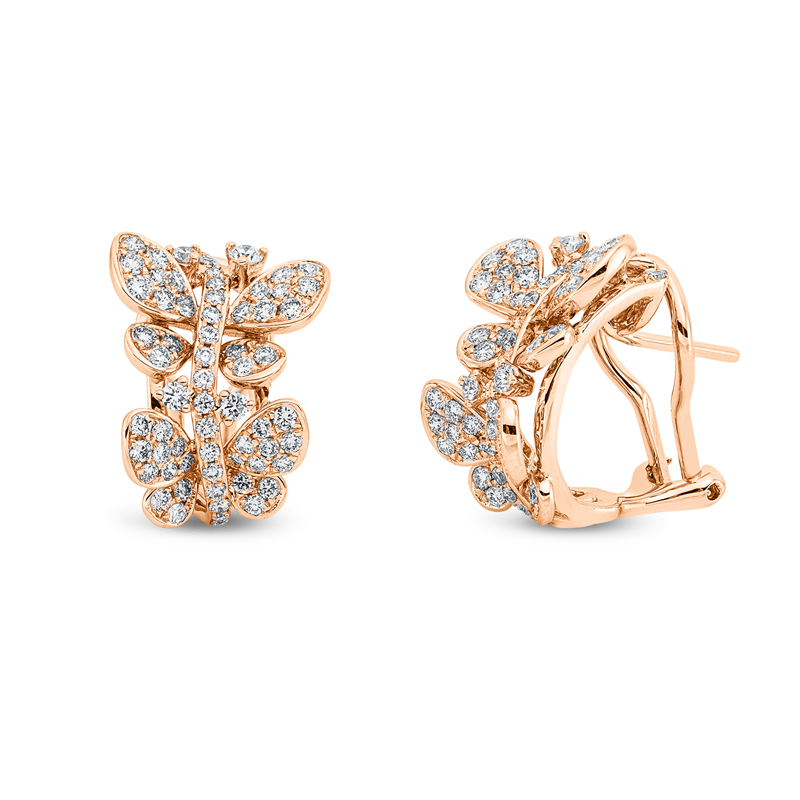 Ohrschmuck 18 kt RG, 140 Brill. 1,38 ct, TW-vsi
