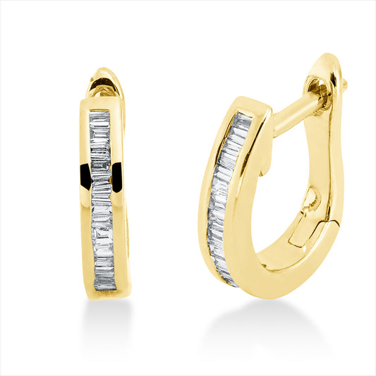 Creolen 18 kt GG, 30 Bag. 0,17 ct, TW-vsi