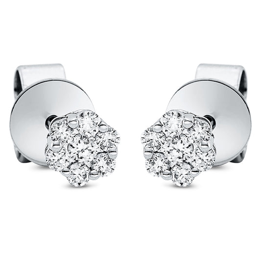 Ohrstecker 18 kt WG, 14 Brill. 0,22 ct, TW-si