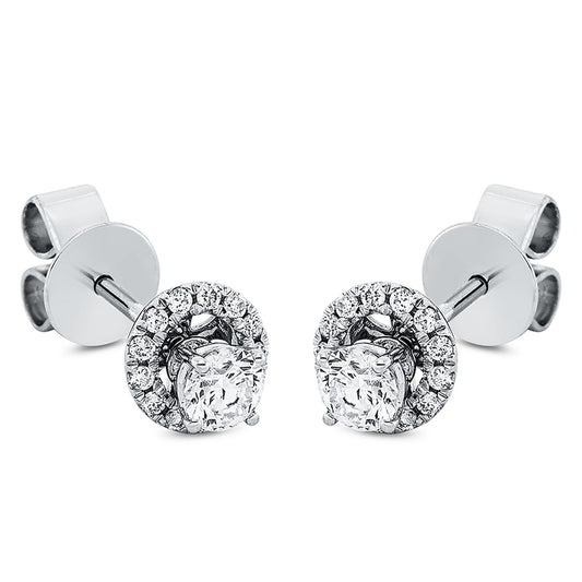 Ohrstecker 18 kt WG, 2 Brill. 0,42 ct, TW-si, 26 Brill. 0,14 ct, TW-si