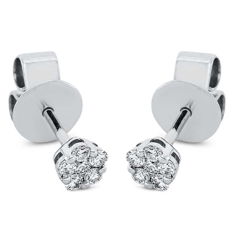 Ohrstecker 18 kt WG, 12 Brill. 0,14 ct, TW-si