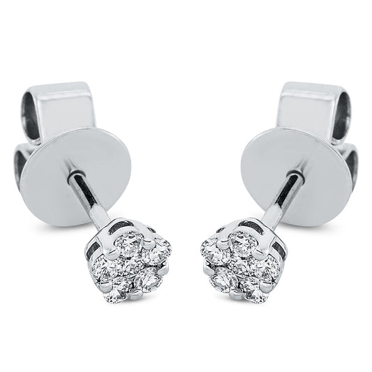 Ohrstecker 18 kt WG, 12 Brill. 0,14 ct, TW-si