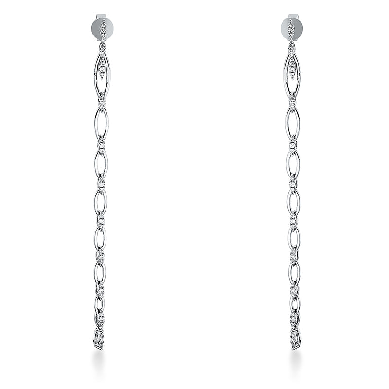 Ohrschmuck 18 kt WG, 22 Brill. 0,30 ct, TW-pi, 44 Brill. 0,16 ct, TW-pi