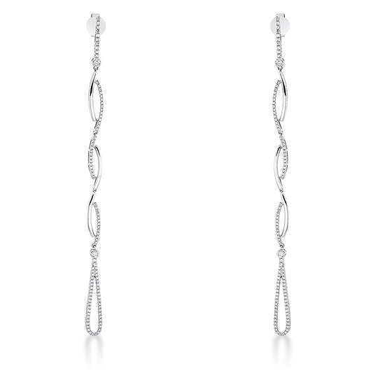 Ohrschmuck 18 kt WG, 2 Brill. 0,02 ct, TW-si, 4 Brill. 0,08 ct, TW-si, 192 Brill. 0,66 ct, TW-si