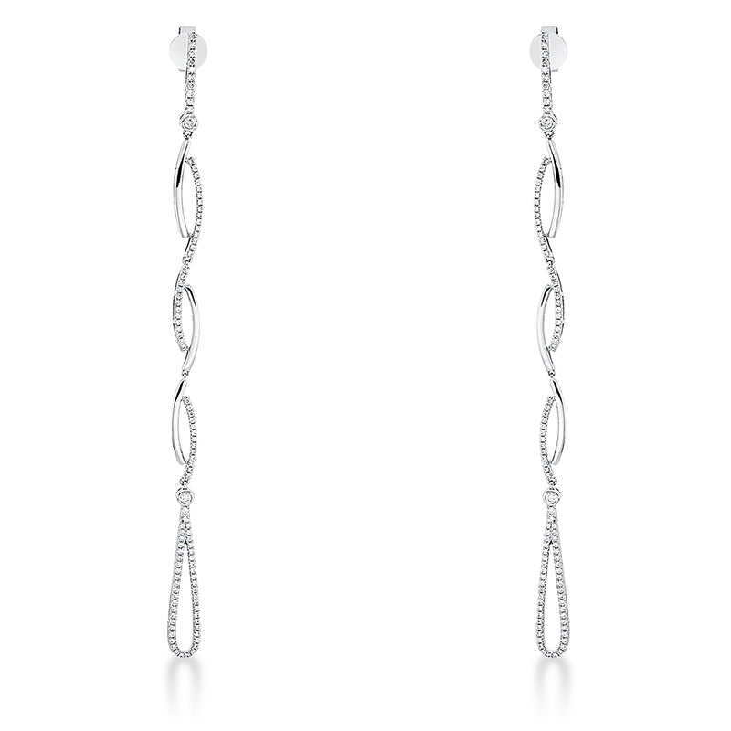 Ohrschmuck 18 kt WG, 2 Brill. 0,02 ct, TW-si, 4 Brill. 0,08 ct, TW-si, 192 Brill. 0,66 ct, TW-si