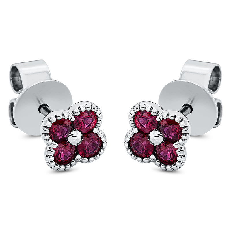 Ohrstecker 18 kt WG, 8 Rubine 0,56 ct rot
