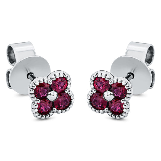 Ohrstecker 18 kt WG, 8 Rubine 0,56 ct rot