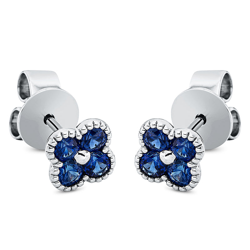 Ohrstecker 18 kt WG, 8 Saphire 0,77 ct blau