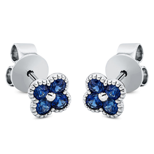Ohrstecker 18 kt WG, 8 Saphire 0,77 ct blau