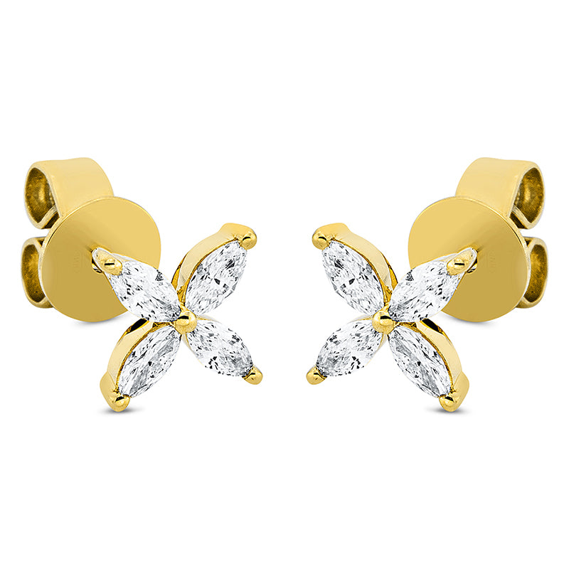 Ohrstecker 18 kt GG, 8 Nav. 0,31 ct, TW-vsi