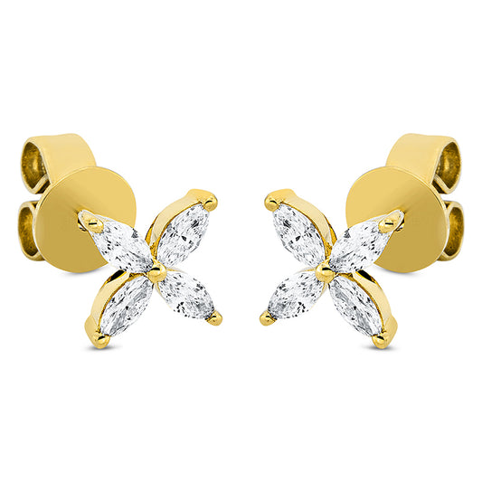 Ohrstecker 18 kt GG, 8 Nav. 0,31 ct, TW-vsi