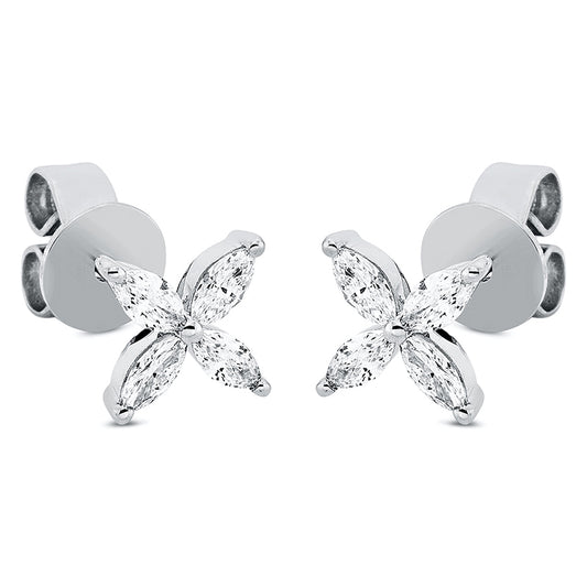 Ohrstecker 18 kt WG, 8 Nav. 0,32 ct, TW-vsi