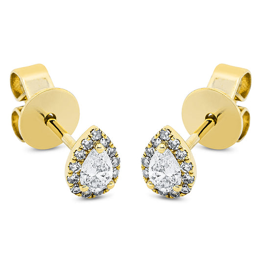 Ohrstecker 18 kt GG, 26 Dia. 0,08 ct, W-si, 2 Tropfen 0,21 ct, TW-vsi