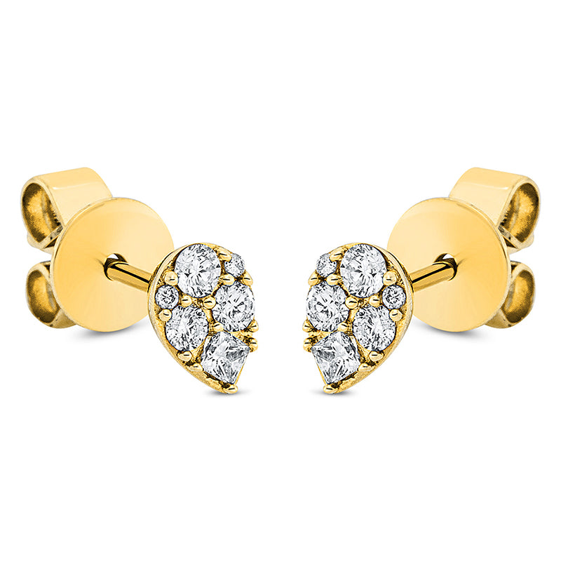 Ohrstecker 18 kt GG, 6 Brill. 0,14 ct, TW-pi, 2 Princ. 0,06 ct, TW-si, 4 Brill. 0,01 ct, TW-pi