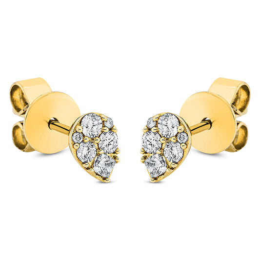 Ohrstecker 18 kt GG, 6 Brill. 0,14 ct, TW-pi, 2 Princ. 0,06 ct, TW-si, 4 Brill. 0,01 ct, TW-pi