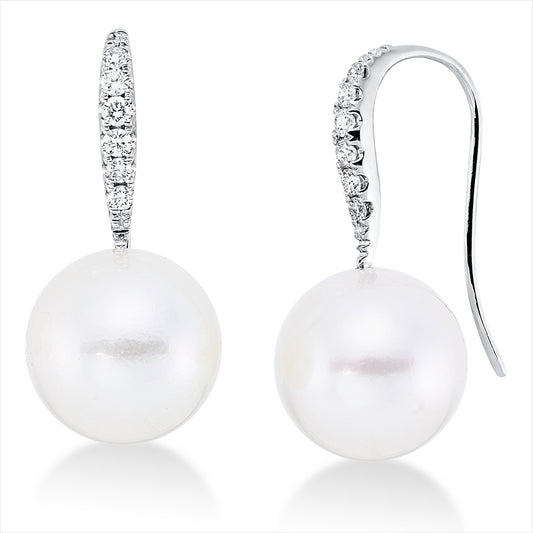 Ohrschmuck 18 kt WG, 12 Brill. 0,32 ct, W-si, 2 SW weiß 11 mm