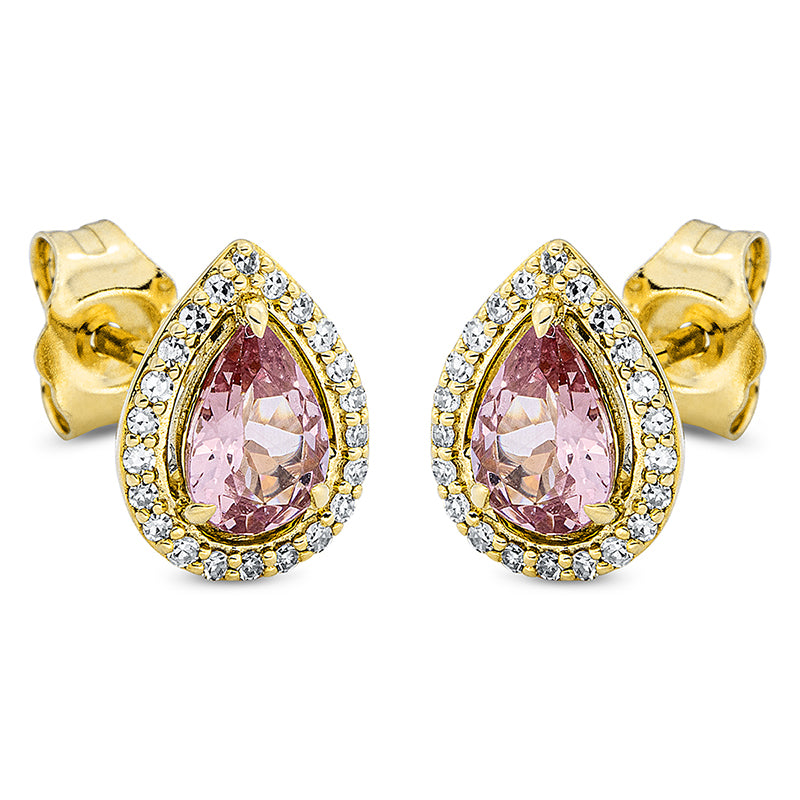 Ohrstecker 18 kt GG, 44 Dia. 0,13 ct, TW-si, 2 Granat 1,04 ct pink