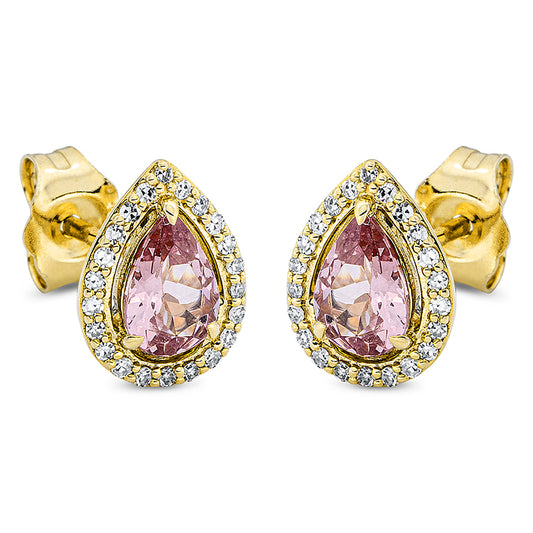 Ohrstecker 18 kt GG, 44 Dia. 0,13 ct, TW-si, 2 Granat 1,04 ct pink