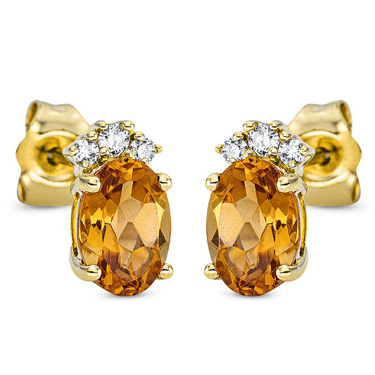 Ohrstecker 18 kt GG, 2 Brill. 0,05 ct, TW-si, 4 Brill. 0,05 ct, TW-si, 2 Citrin 1,34 ct gelb