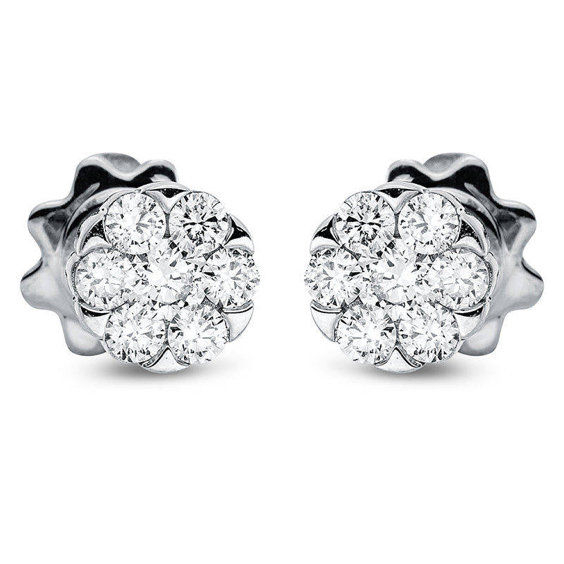Ohrstecker 18 kt WG, 2 Brill. 0,16 ct, TW-si, 12 Brill. 0,35 ct, TW-si