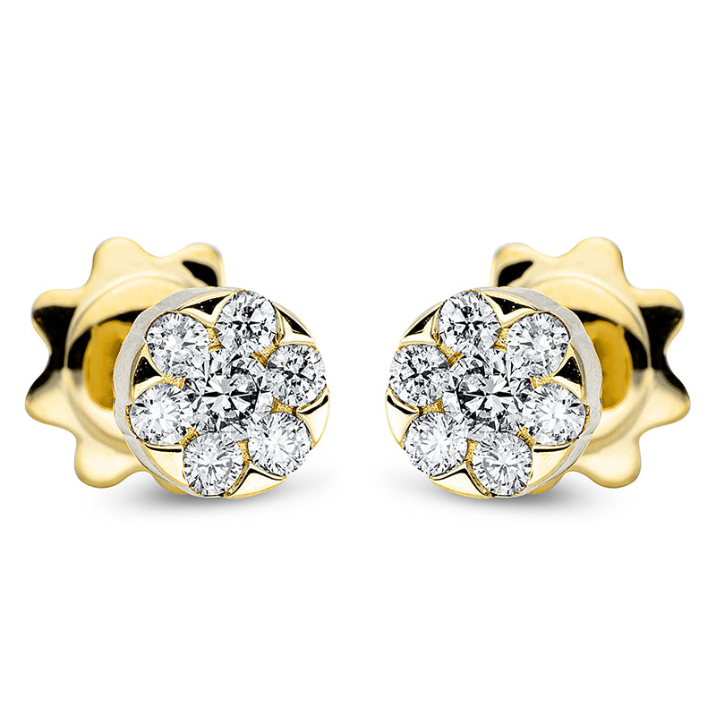 Ohrstecker 18 kt GG, 2 Brill. 0,11 ct, TW-si, 12 Brill. 0,19 ct, TW-si
