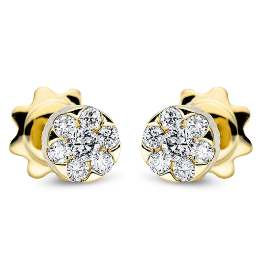 Ohrstecker 18 kt GG, 2 Brill. 0,11 ct, TW-si, 12 Brill. 0,19 ct, TW-si