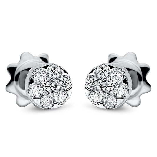 Ohrstecker 18 kt WG, 2 Brill. 0,11 ct, TW-si, 12 Brill. 0,20 ct, TW-si