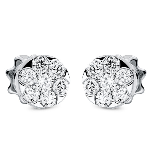 Ohrstecker 18 kt WG, 2 Brill. 0,19 ct, TW-si, 12 Brill. 0,53 ct, TW-si