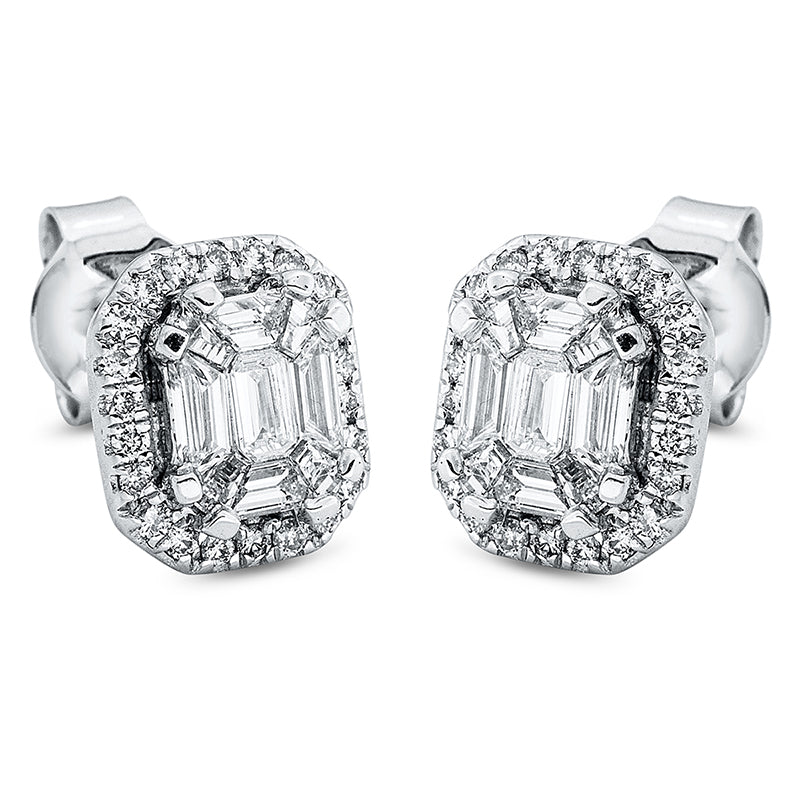 Ohrstecker 18 kt WG, 18 Fant-Schl. 0,64 ct, TW-si, 46 Brill. 0,22 ct, TW-si