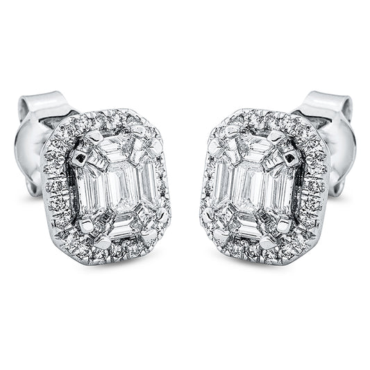 Ohrstecker 18 kt WG, 18 Fant-Schl. 0,64 ct, TW-si, 46 Brill. 0,22 ct, TW-si