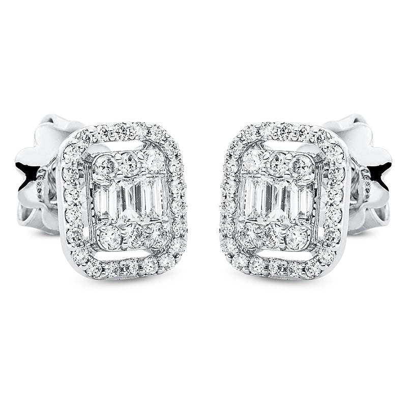 Ohrstecker 18 kt WG, 6 Bag. 0,16 ct, TW-si, 56 Brill. 0,29 ct, TW-si