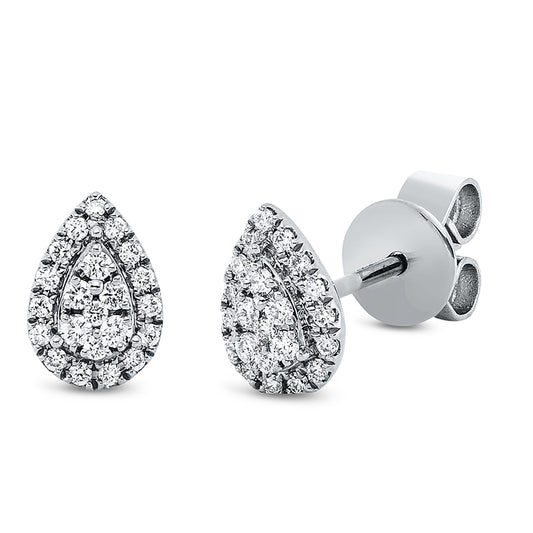 Ohrstecker 18 kt WG, 4 Brill. 0,03 ct, TW-si, 40 Brill. 0,14 ct, TW-si