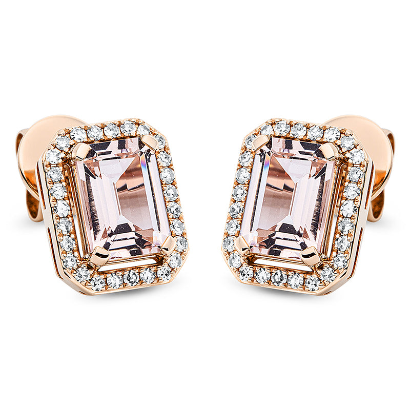 Ohrstecker 18 kt RG, 54 Dia. 0,20 ct, TW-si, 2 Morganit 0,19 ct rosa