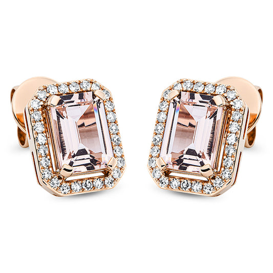 Ohrstecker 18 kt RG, 54 Dia. 0,20 ct, TW-si, 2 Morganit 0,19 ct rosa