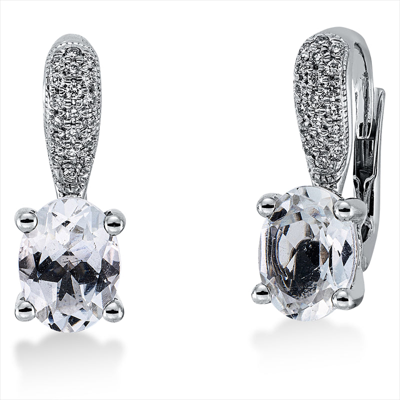 Ohrschmuck 18 kt WG, 40 Brill. 0,15 ct, TW-si, 2 Amethyste 2,60 ct grün