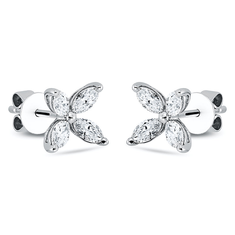 Ohrstecker 18 kt WG, 8 Nav. 0,72 ct, TW-si