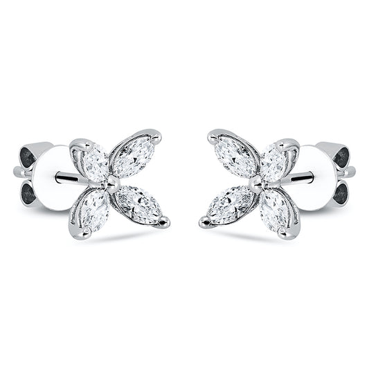 Ohrstecker 18 kt WG, 8 Nav. 0,72 ct, TW-si